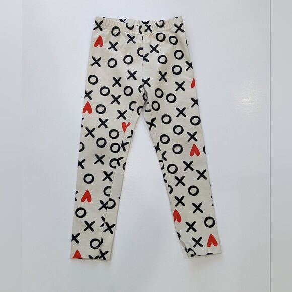 Hanna Andersson Valentine's Day hearts red ecru leggings pants girls size 110 5 - Picture 3 of 6